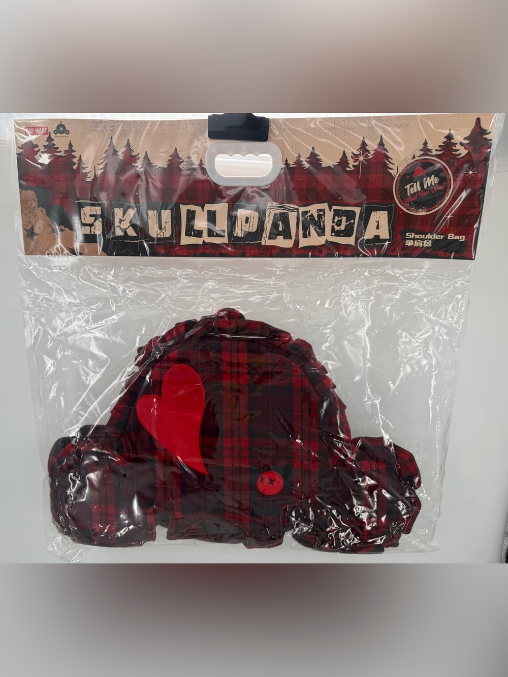 Skullpanda Kids Red Plaid Heart Shoulder Bag
